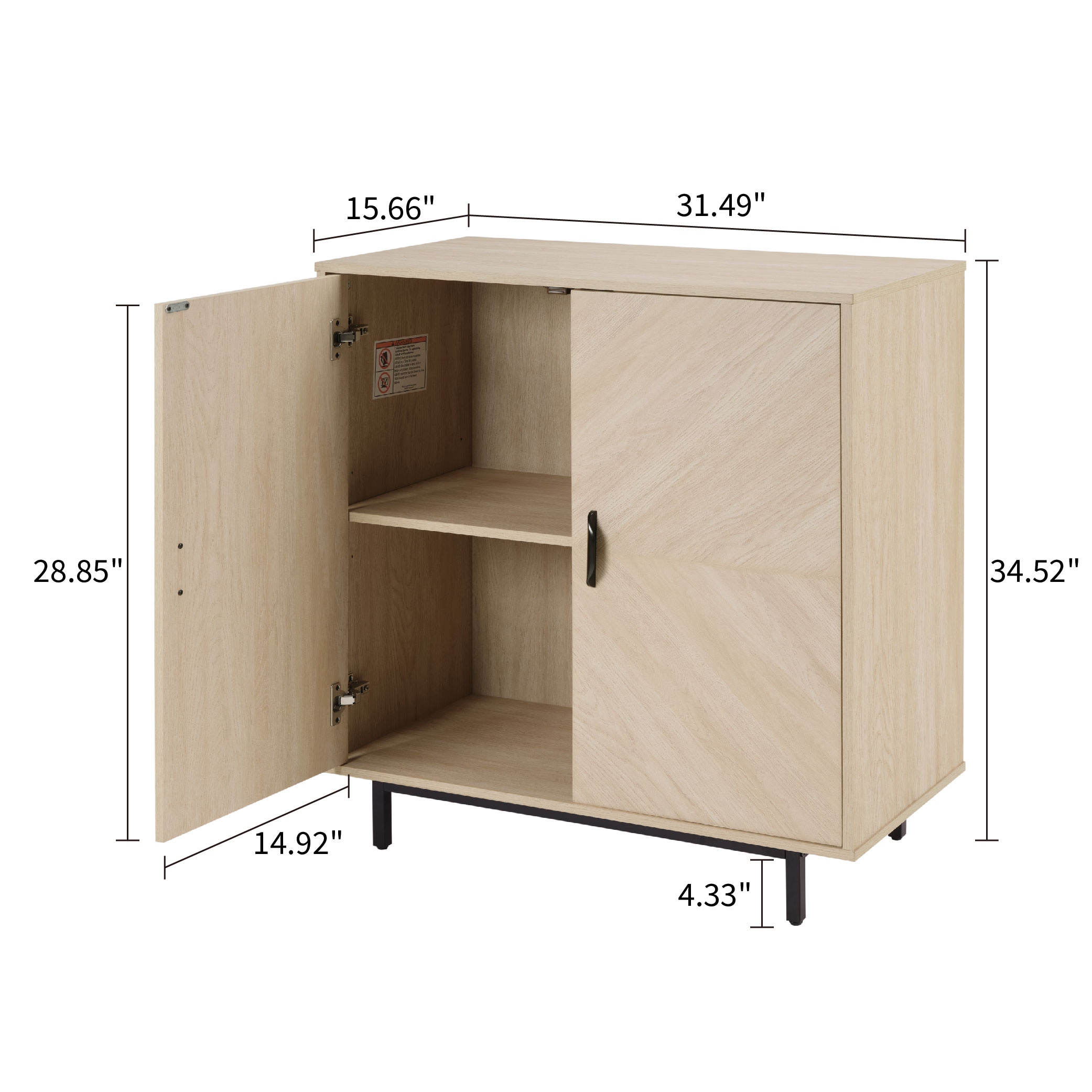 Storage Cabinet With Doors, Modern Accent Cabinet,Wood Grain Decoratio Buffet Sideboards For Living Room, Kitchen,Enterway_voghion.com